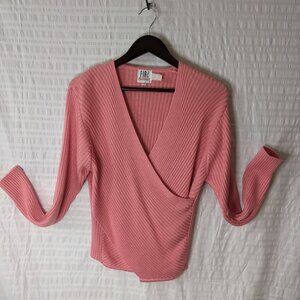 FIA Italic Handloomed Women's Peach Long Sleeve Sweater Size Medium